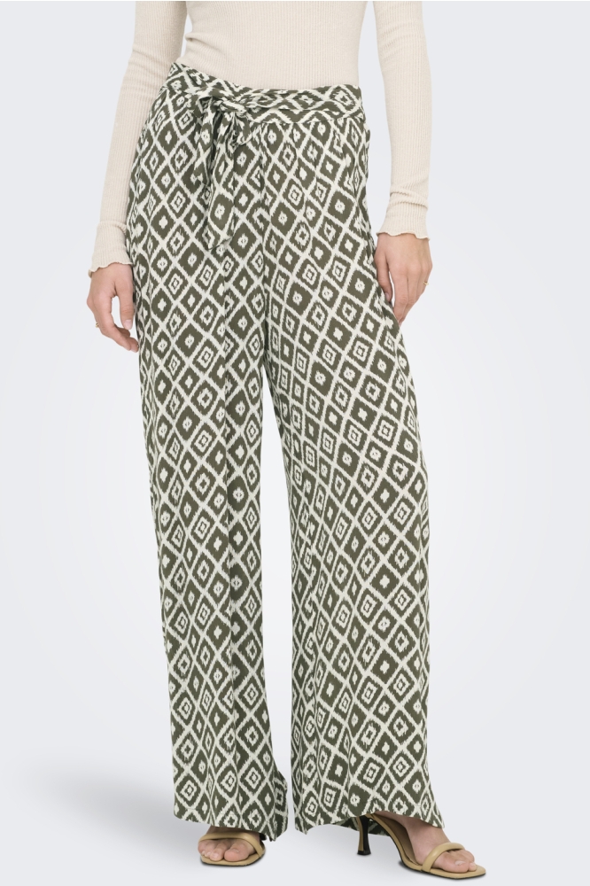 ONLPAKJA LIFE AOP BELT PANTS WVN NO 15339091 BALSAM GREEN/PAKJA PRINT